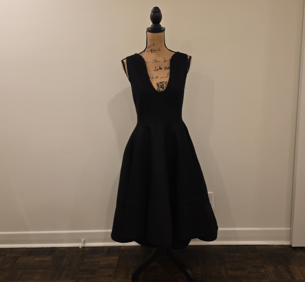 Issue New York Black Midi Fit-and-Flare Dress